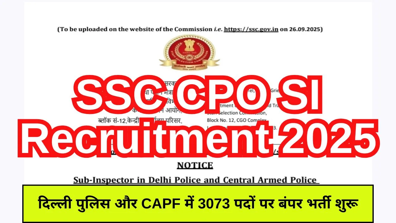 SSC CPO SI Recruitment 2025
