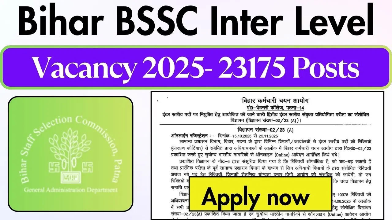 Bihar BSSC Inter Level Vacancy 2025